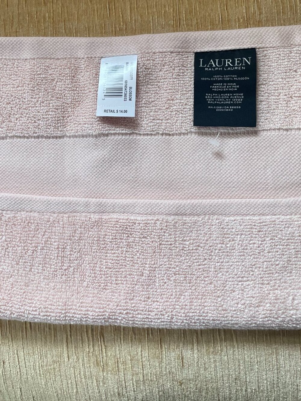 Ralph Lauren Luxury Pink Cotton Wash Cloth Square 13 in Set of 2